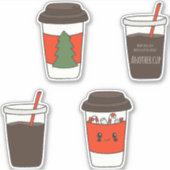 kerstpapieren bekertjes met Sleeves roerders Sticker (Voorkant)