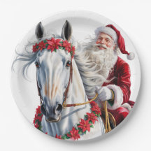 Kerstpapieren bord voor paardenliefhebbers