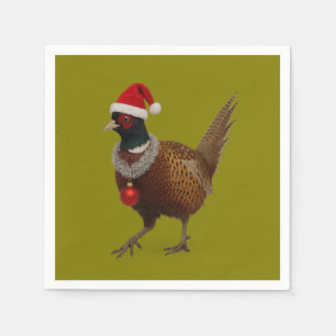 Kerstpapieren feestservetten met vrolijke fazant servet