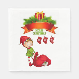 Kerstpapieren servetten, Prettig Kerstfeest Servet