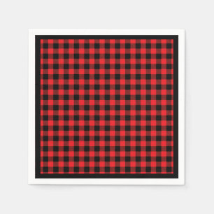 Kerstpapieren servetten Rood & Zwart Buffalo Plaid