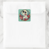 Kerstpapillon Vierkante Sticker (Tas)