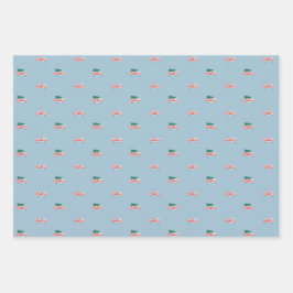 Kerstparade met brandweerauto's inpakpapier vel