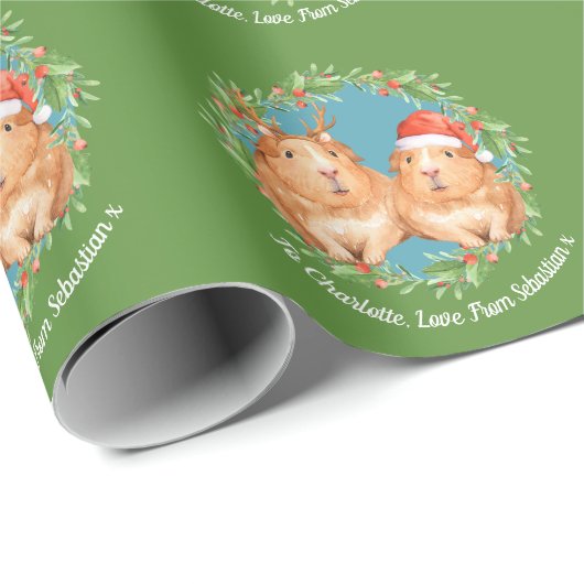Kerstparelhoenders Santa en Reindeer Wreate Cadeaupapier (Rol Hoek)