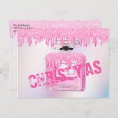 kerstparfum roze glitter Paint Drip Trendy Briefkaart (Voorkant / Achterkant)