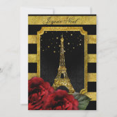 KerstParijs Roos Eiffeltower Gold Stripe Kaart (Voorkant)
