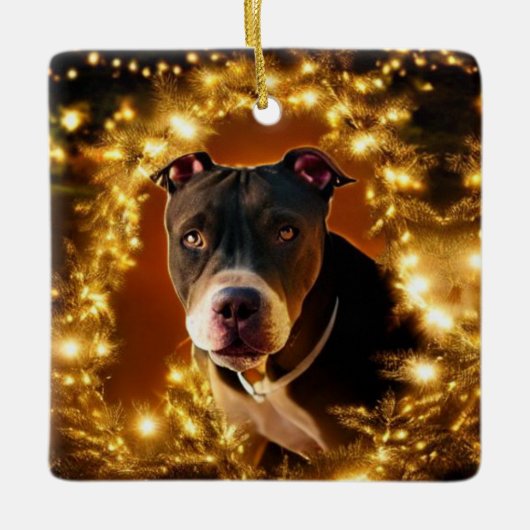 kerstpas Bull Keramisch Ornament (Voorkant)
