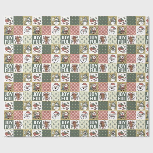 kerstpatchwork cadeaupapier (Vlak)