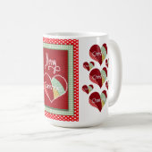 kerstpatchwork gelimiteerd hart rode schoot koffiemok (Voorkant rechts)