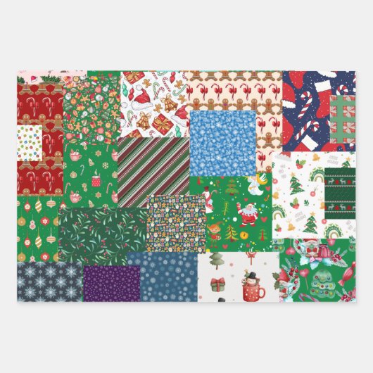 kerstpatchwork, gemengde kleur inpakpapier vel (Voorkant)