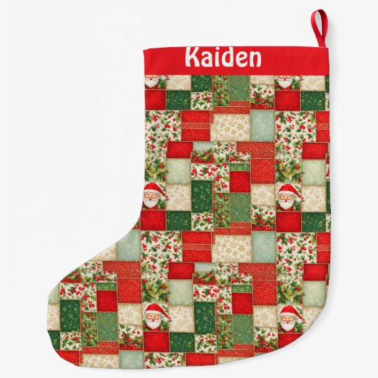 kerstpatchwork grote kerstsok (Achterkant)