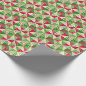 kerstpatchwork-rood-groen patroon cadeaupapier (Hoek)