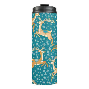 kerstpatronen naadloos met rendieren. thermosbeker