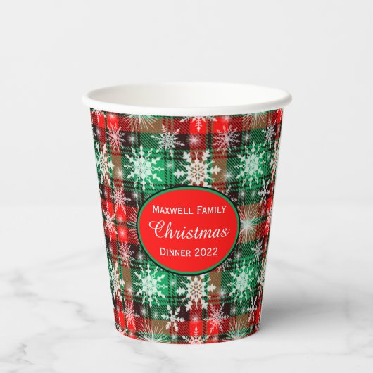 kerstpatroon 1 met geplakt en snowflakes papieren bekers (Achterkant)