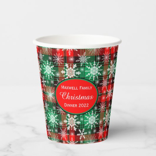 kerstpatroon 1 met geplakt en snowflakes papieren bekers (Voorkant)