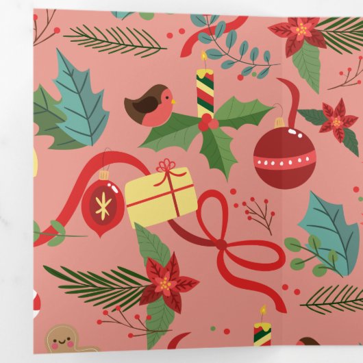 Kerstpatroon 2 drieluik wenskaart (Binnenzijde eerst)