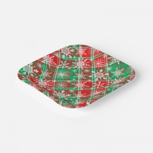 kerstpatroon 2 voor spelvlokken en snowflakes papieren bordje (Gebogen)