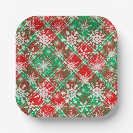 kerstpatroon 2 voor spelvlokken en snowflakes papieren bordje (Voorkant)