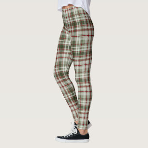 Kerstpatroon cranberry en houten tartan plaid leggings