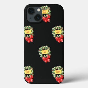Kerstpatroon in vintage stijl, vrolijk Kerstfeest iPhone 13 Hoesje
