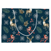 kerstpatroon met Deer & Bullfinches Blue Groot Cadeauzakje (Achterkant)
