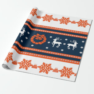 Kerstpatroon met deer en snowflakes cadeaupapier