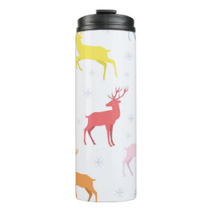 kerstpatroon met deersrendier, hert, patroon, thermosbeker