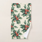 Kerstpatroon met Holly Leaves en Red Berry Bad Handdoek (Handdoek)