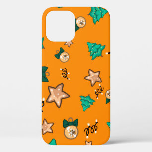 kerstpatroon met kaarsen, Tangerinesbackgrou iPhone 12 Hoesje