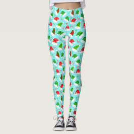 Kerstpatroon met kerstmis en snoepstokbonen leggings