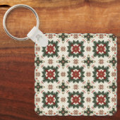 Kerstpatroon met Metal Square Sleutelhanger (Voorkant)
