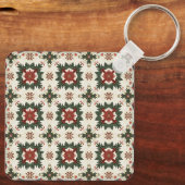 Kerstpatroon met Metal Square Sleutelhanger (Achterkant)
