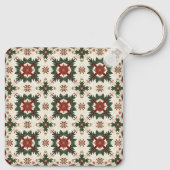 Kerstpatroon met Metal Square Sleutelhanger (Achterkant)