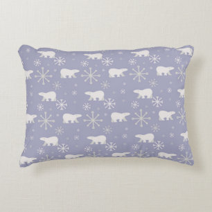 Kerstpatroon met polaire beren en sneeuwvlokken accent kussen