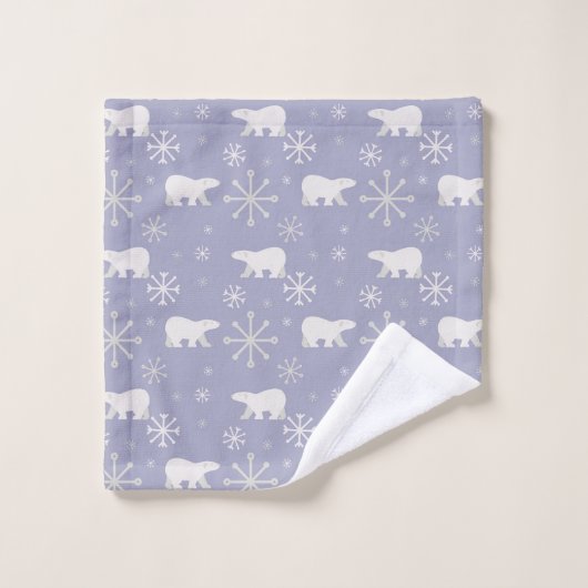 Kerstpatroon met polaire beren en sneeuwvlokken bad handdoek (Wasdoekje)