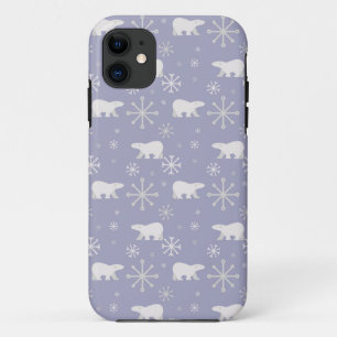 Kerstpatroon met polaire beren en sneeuwvlokken iPhone 11 hoesje