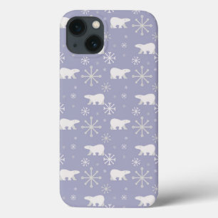 Kerstpatroon met polaire beren en sneeuwvlokken iPhone 13 hoesje