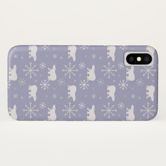Kerstpatroon met polaire beren en sneeuwvlokken Case-Mate iPhone case (Achterkant (horizontaal))