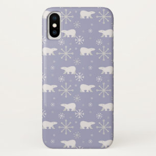 Kerstpatroon met polaire beren en sneeuwvlokken iPhone x hoesje