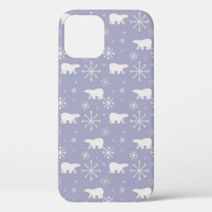 Kerstpatroon met polaire beren en sneeuwvlokken iPhone 12 pro hoesje