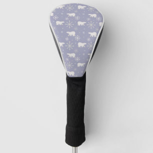 Kerstpatroon met polaire beren en sneeuwvlokken golfheadcover