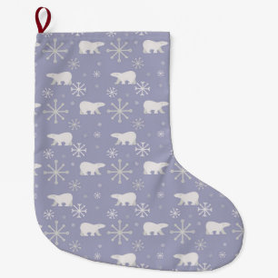 Kerstpatroon met polaire beren en sneeuwvlokken grote kerstsok