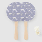 Kerstpatroon met polaire beren en sneeuwvlokken handwaaier (Voorkant en achterkant)