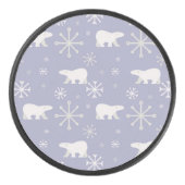 Kerstpatroon met polaire beren en sneeuwvlokken hockey puck (Voorkant)