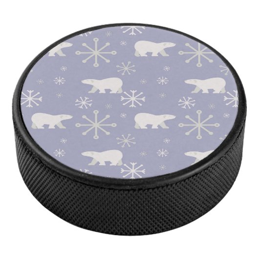 Kerstpatroon met polaire beren en sneeuwvlokken hockey puck (3/4)