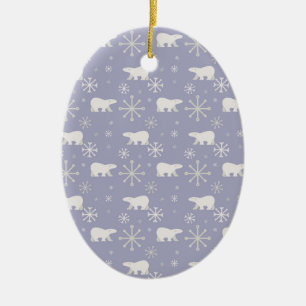 Kerstpatroon met polaire beren en sneeuwvlokken keramisch ornament