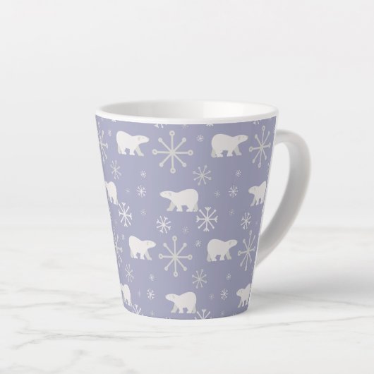 Kerstpatroon met polaire beren en sneeuwvlokken latte mok (Rechterhoek)