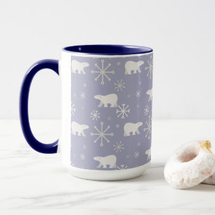 Kerstpatroon met polaire beren en sneeuwvlokken mok