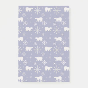 Kerstpatroon met polaire beren en sneeuwvlokken post-it® notes