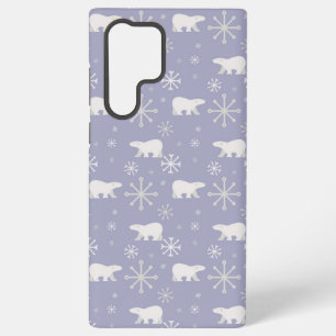 Kerstpatroon met polaire beren en sneeuwvlokken samsung galaxy hoesje